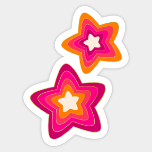 Pink and orange 70s stars Sticker